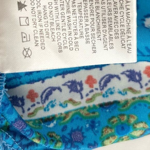 Rachel Zoe Blue Print Cropped Blouse Size Small - Picture 8 of 9
